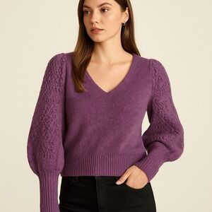 Sundance Petite Purple Knit Sweater PL Crochet